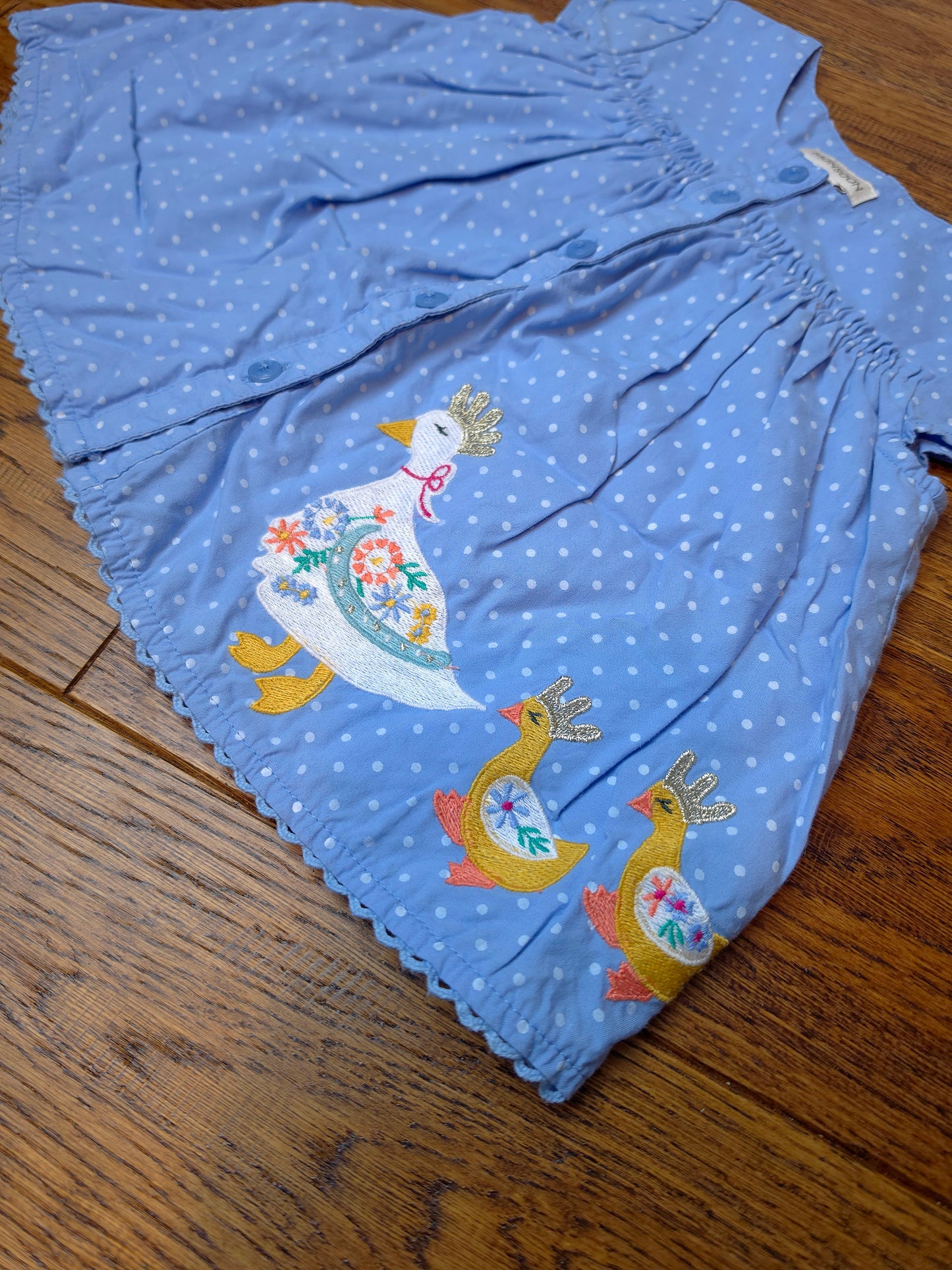 Monsoon Embroidered Duck Tunic Top 6-12 Months.