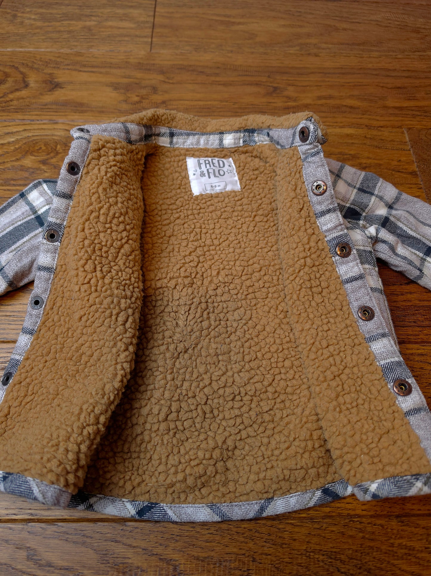 Fred and Flo Plaid Fleece Lined Shirt Jacket 6-9 Months.
