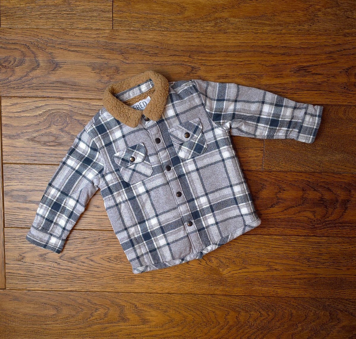 Fred and Flo Plaid Fleece Lined Shirt Jacket 6-9 Months.