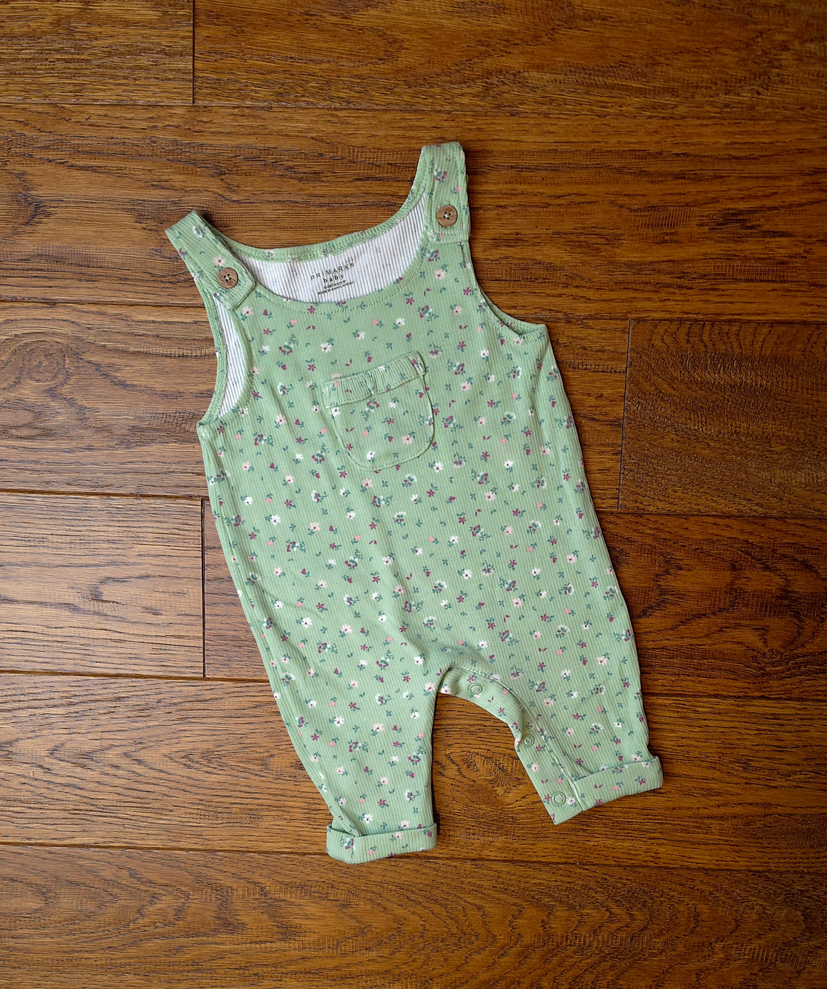 Primark Floral Ribbed Dungarees 0-3 Months.