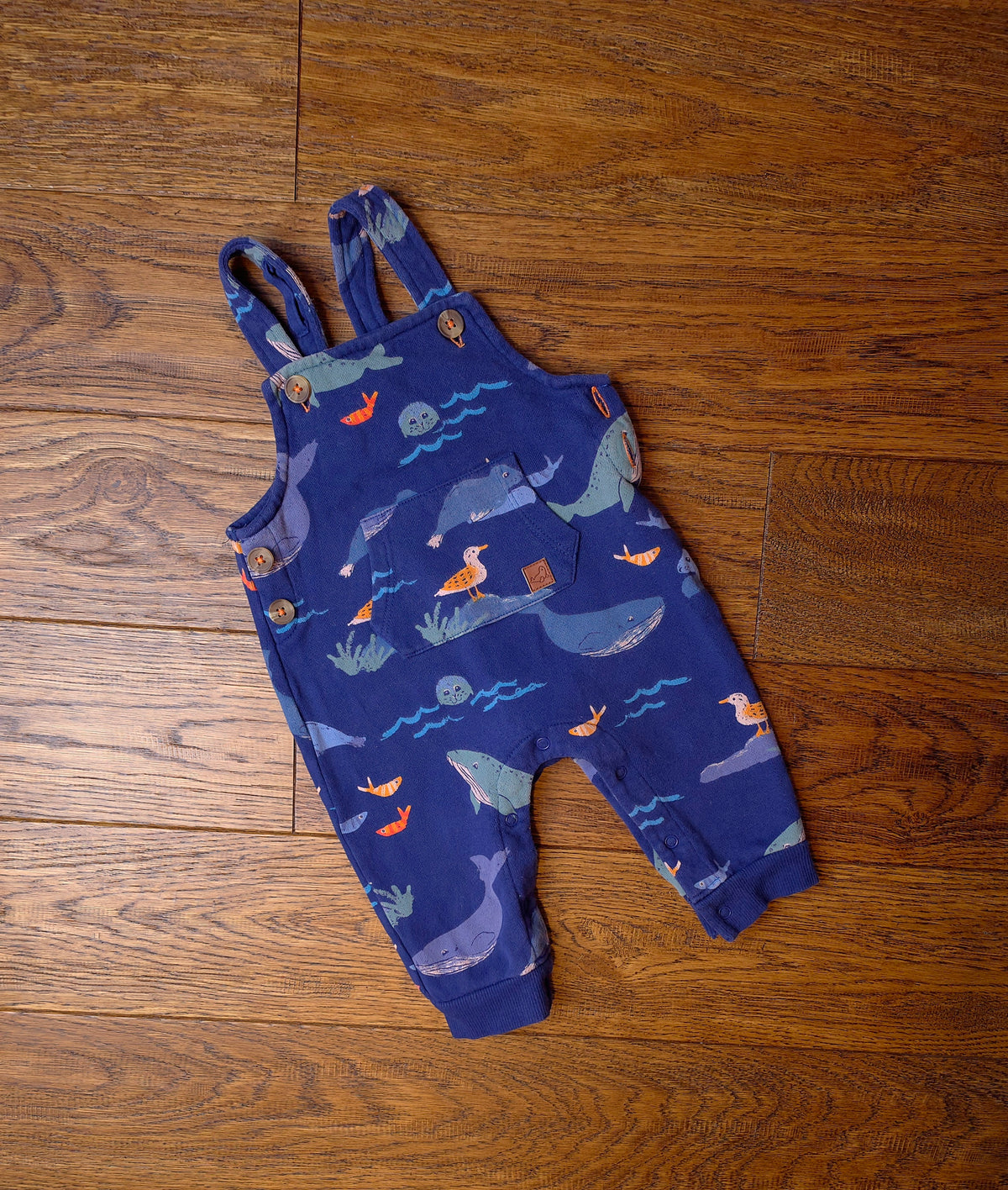 John Lewis Sealife Dungarees 3-6 Months.