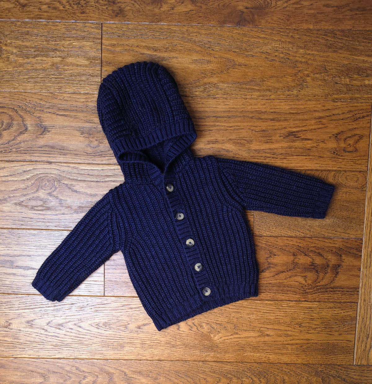Jojo Maman Bébé Rib Knit Hooded Cardigan 0-3 Months.