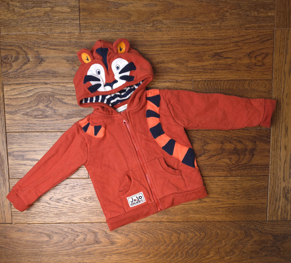 Jojo Maman Bébé Tiger Zipped Hoodie 6-12 Months.
