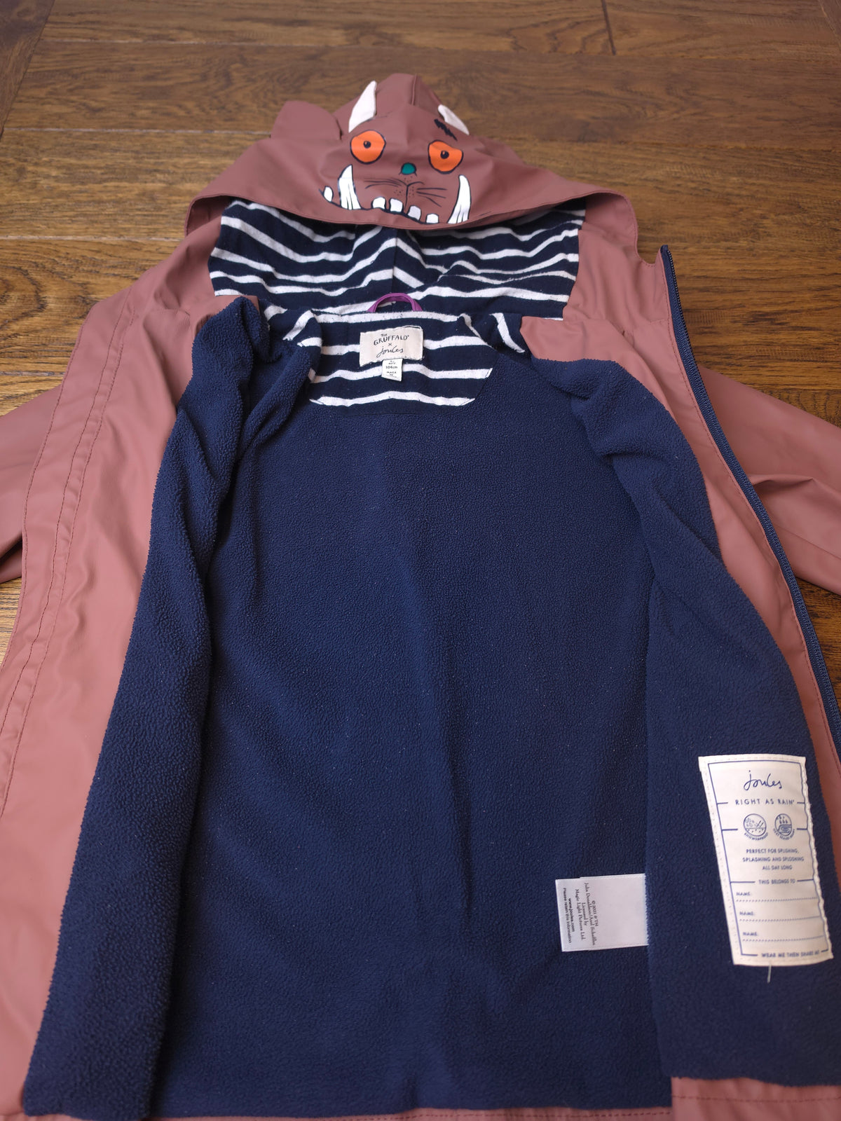 Joules Fleece Lined Gruffalo Rain Jacket 4 Years.