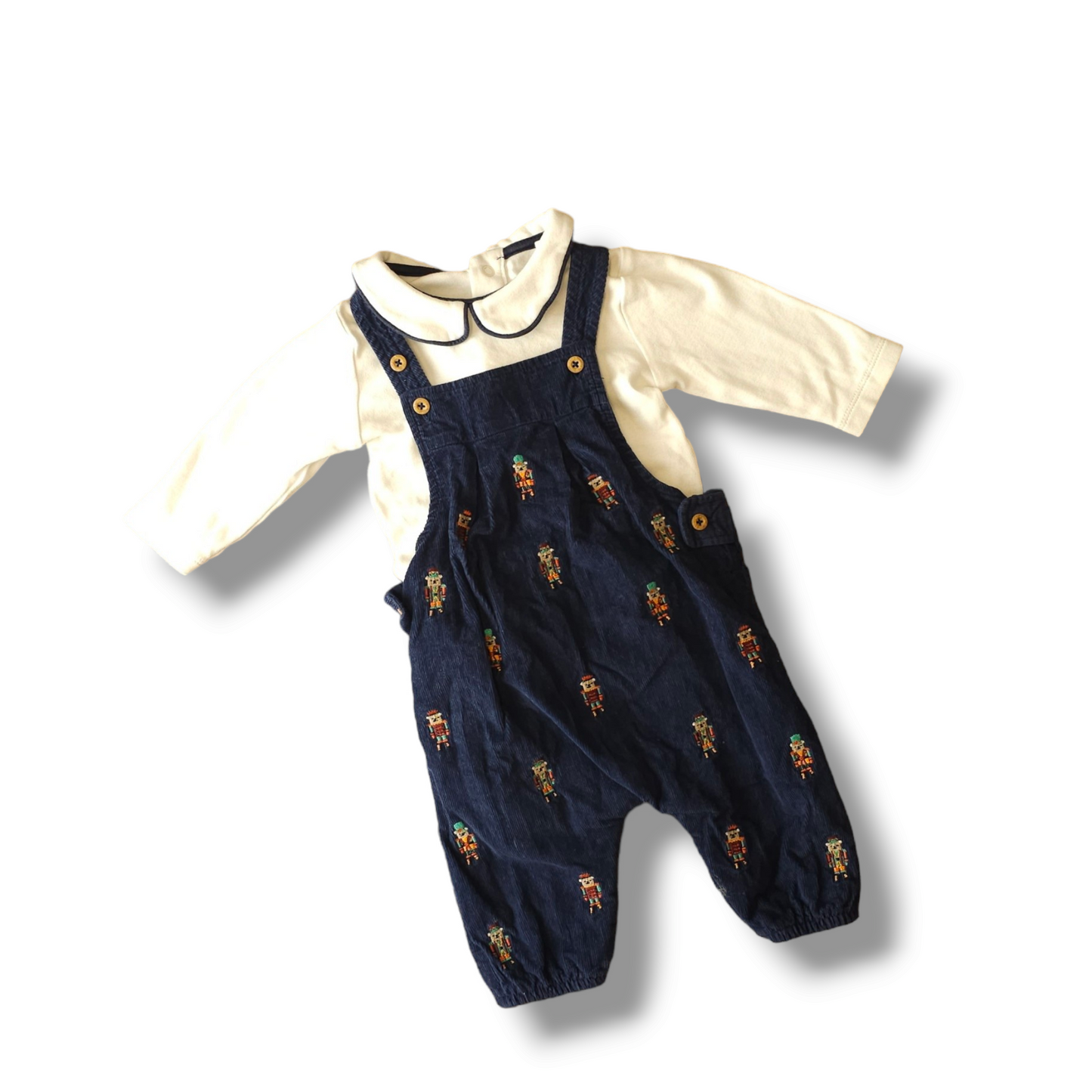 Next Embroidered Nutcracker Bears Cord Dungarees Outfit 0-3 Months, 3-6 Months