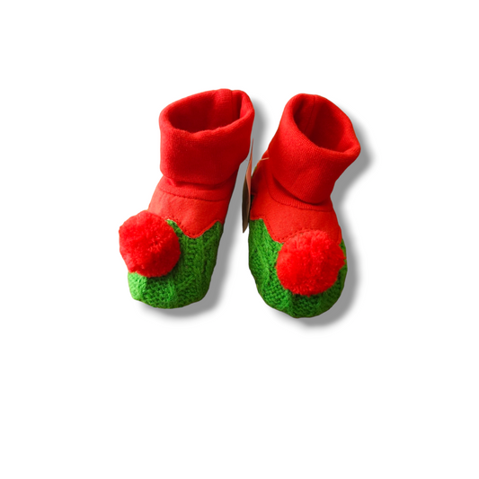 Nutmeg Christmas Elf Booties 3-6 Months