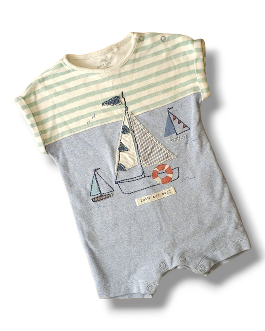 Next Sailboat Romper 'Let's Set Sail' 3-6 Months