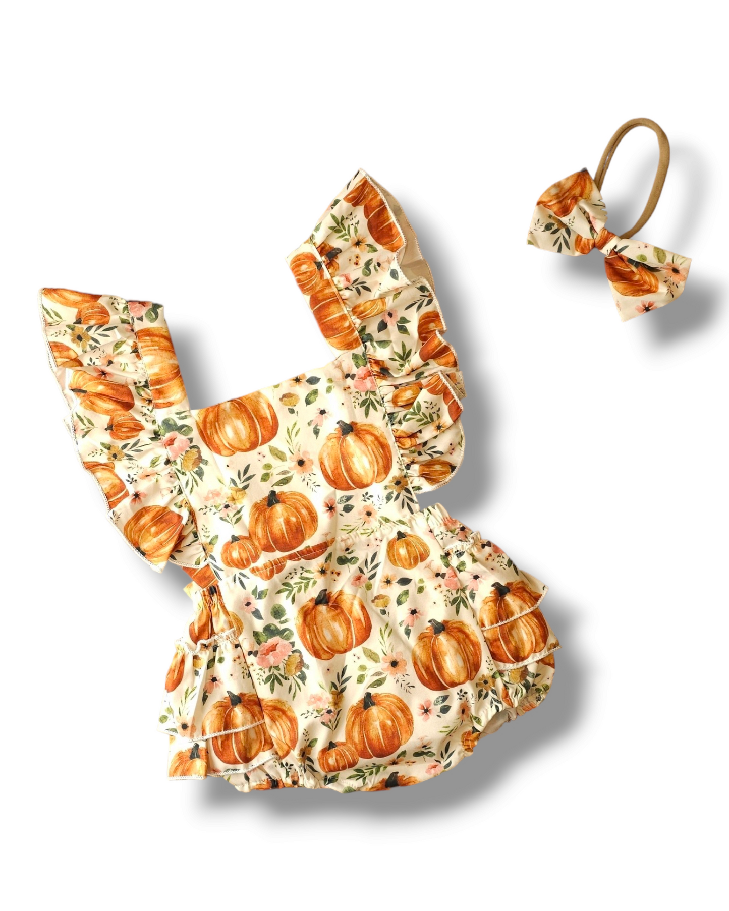 PatPat Pumpkin Halloween Romper with Matching Headband Bow 12-18 Months