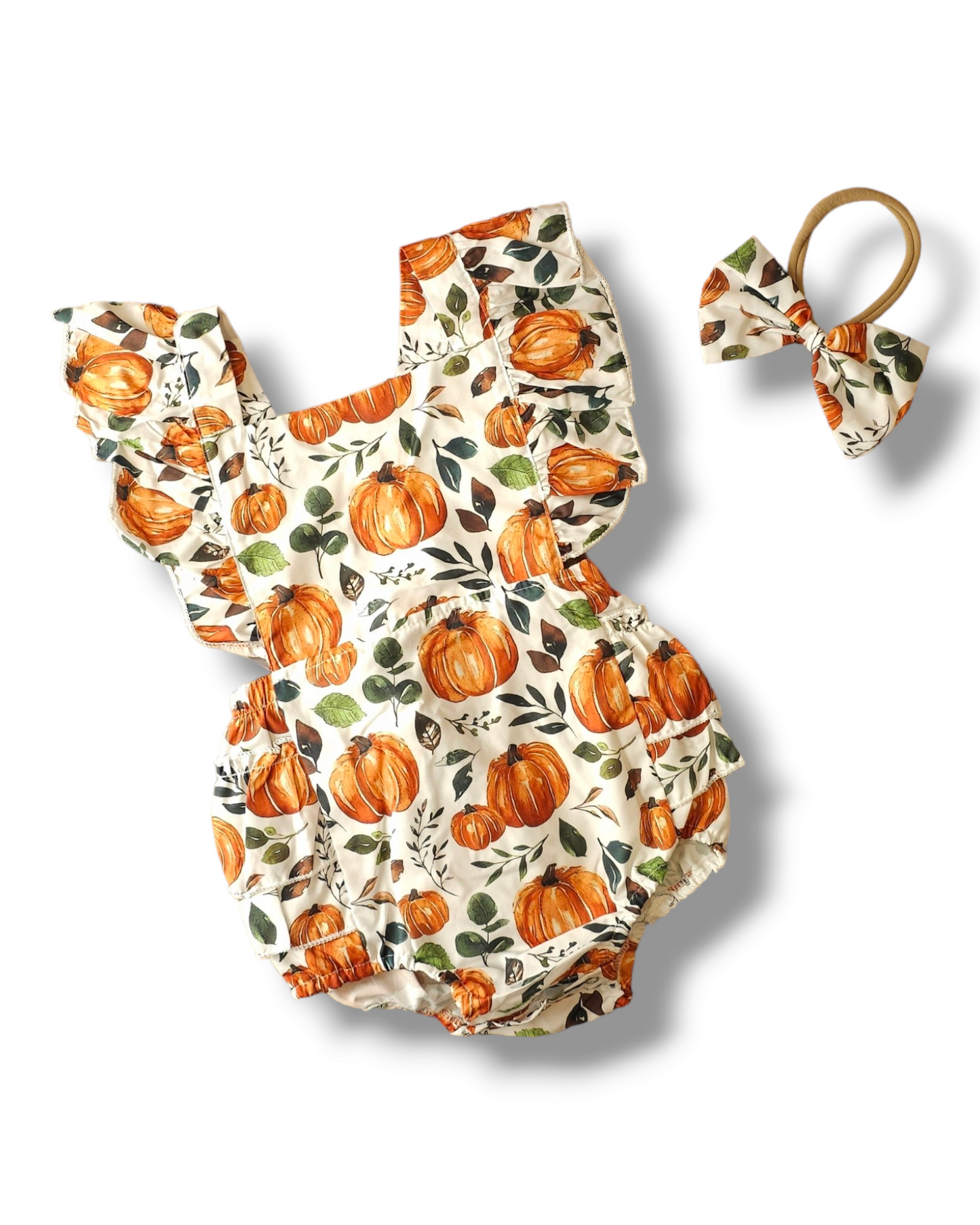 PatPat Pumpkin Halloween Romper with Matching Headband Bow 3-6 Months, 6-9 Months, 9-12 Months, 12-18 Months