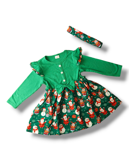 PatPat Christmas Santa Dress with Matching Hair Ribbon 18-24 Months