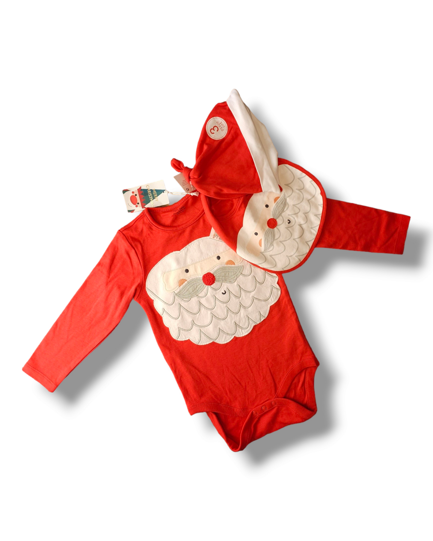 Next Santa Bodysuit with Matching Bib and Santa Hat 2-3 Years