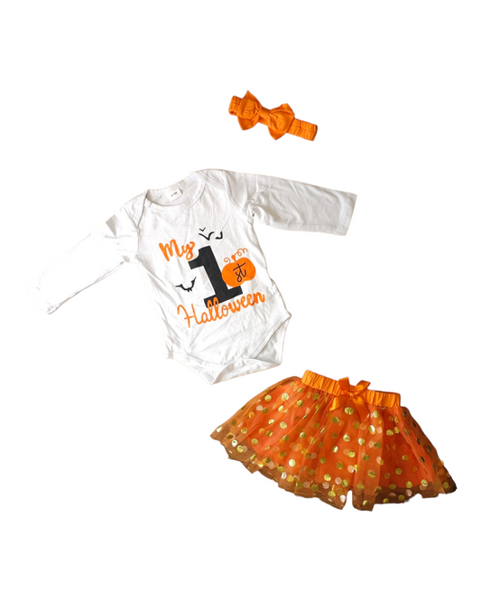 PatPat 'My 1st Halloween' Outfit with Matching Bow 3-6 Months, 6-9 Months, 9-12 Months