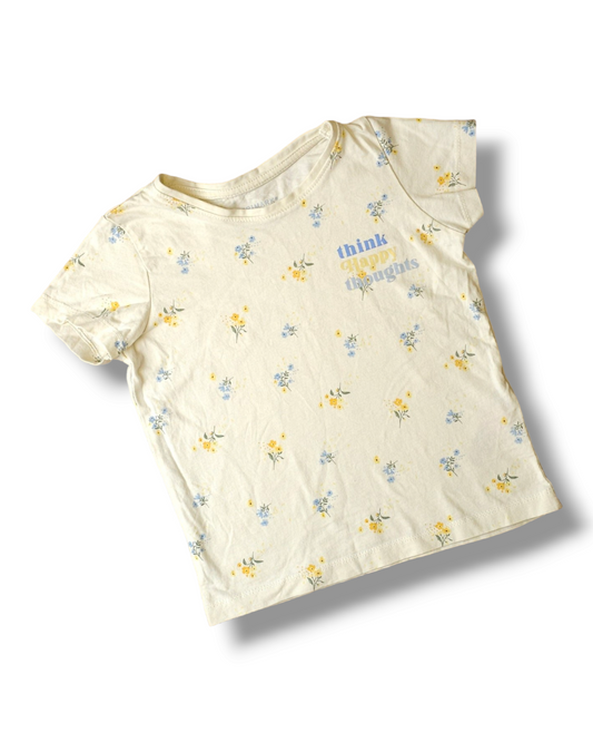 Primark 'Think Happy Thoughts' Floral T-Shirt 4-5 Years