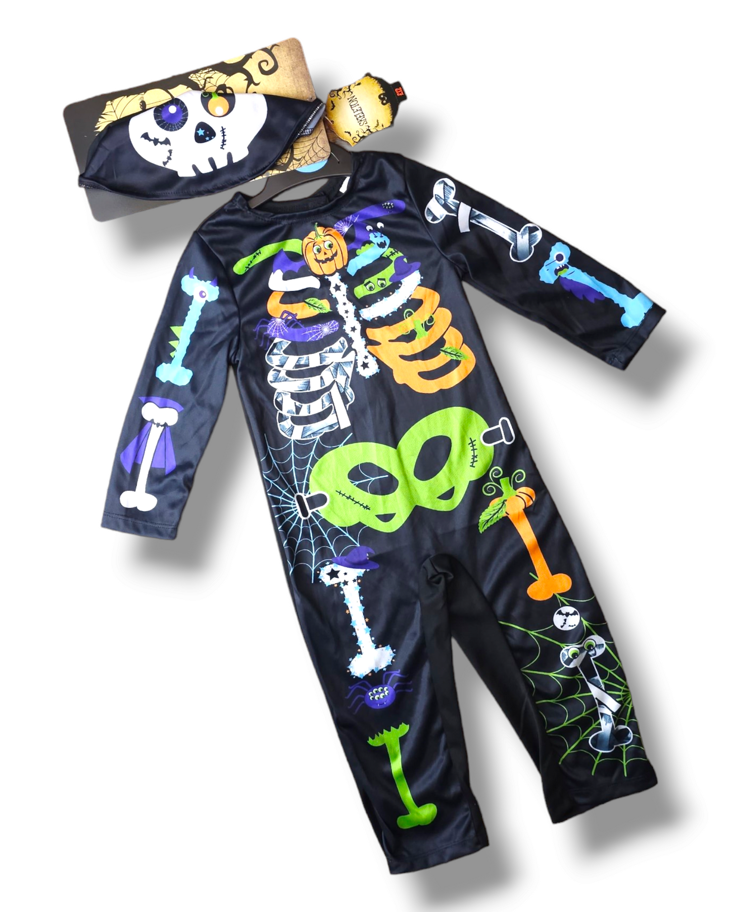 TU Skeleton Costume With Skull Hat 6-9 Months, 9-12 Months, 1-2 Years