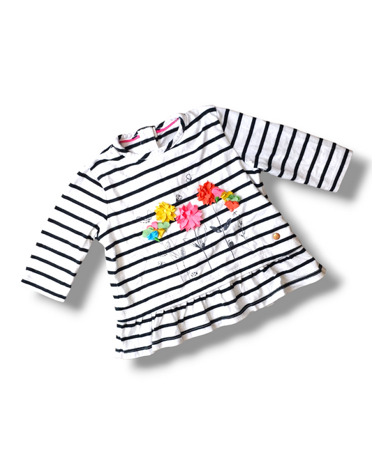 Marks and Spencer Striped Floral Tunic Dress 3-6 Months