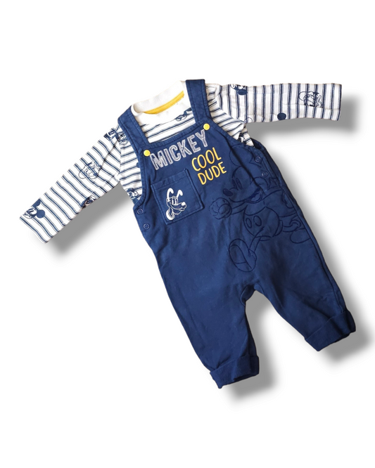 Mothercare Disney Mickey Mouse Dungaree Outfit 0-3 Months