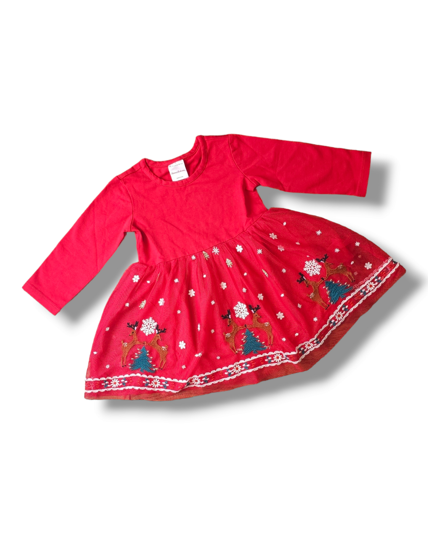 Hanna Andersson Embroidered Reindeer Tulle Dress 12-18 Months, 18-24 Months