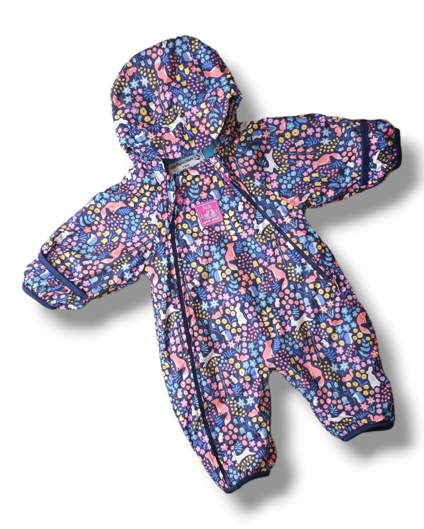 Jojo Maman Splish Splash Woodland Print Snowsuit Pramsuit 0-3 Months, 3-6 Months