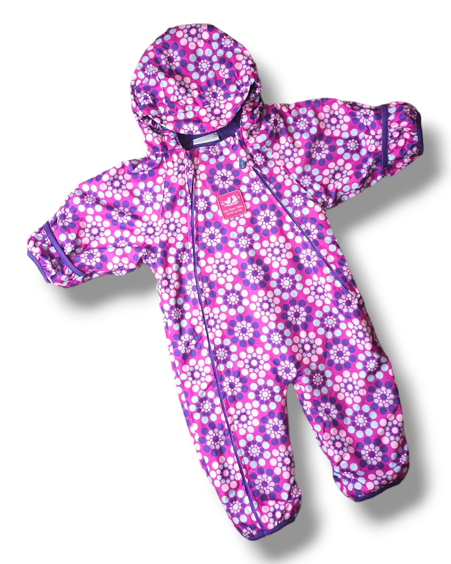 Jojo Maman Splish Splash Floral Snowsuit Pramsuit 0-3 Months, 3-6 Months