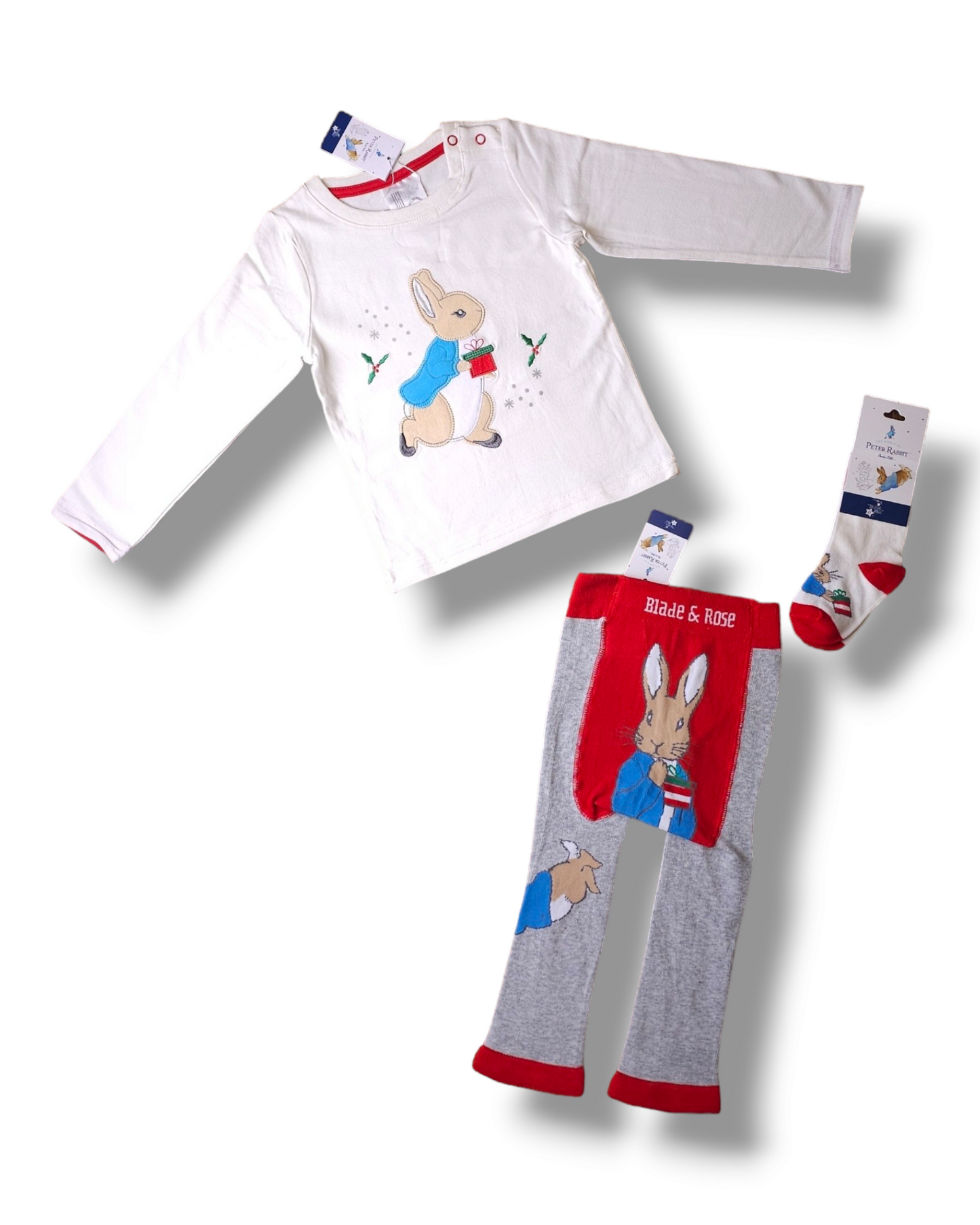 Blade and Rose Festive Peter Rabbit Christmas Outfit Set 0-6 Months, 1-2 Years