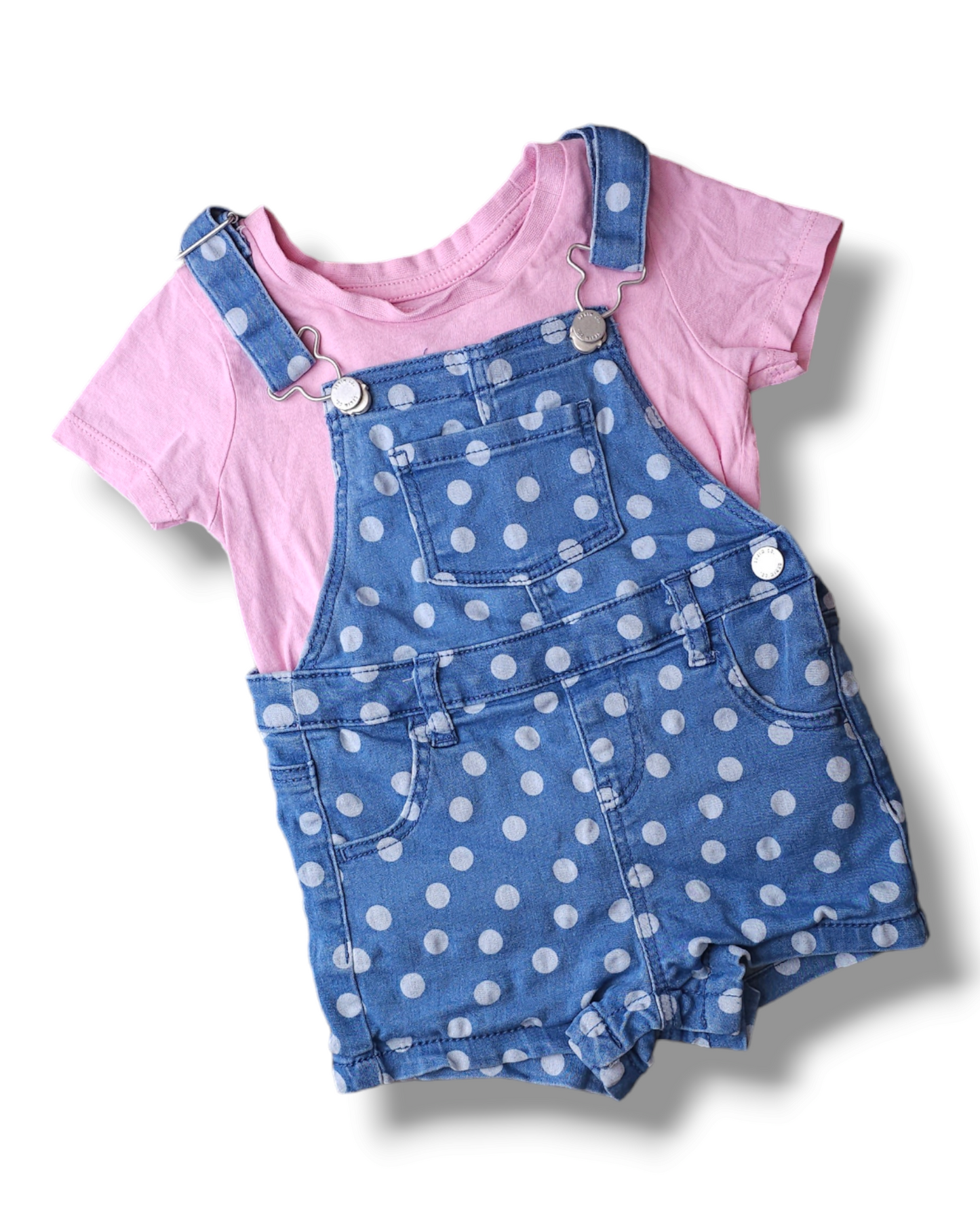 Primark Spotty Dungarees Outfit 12-18 Months