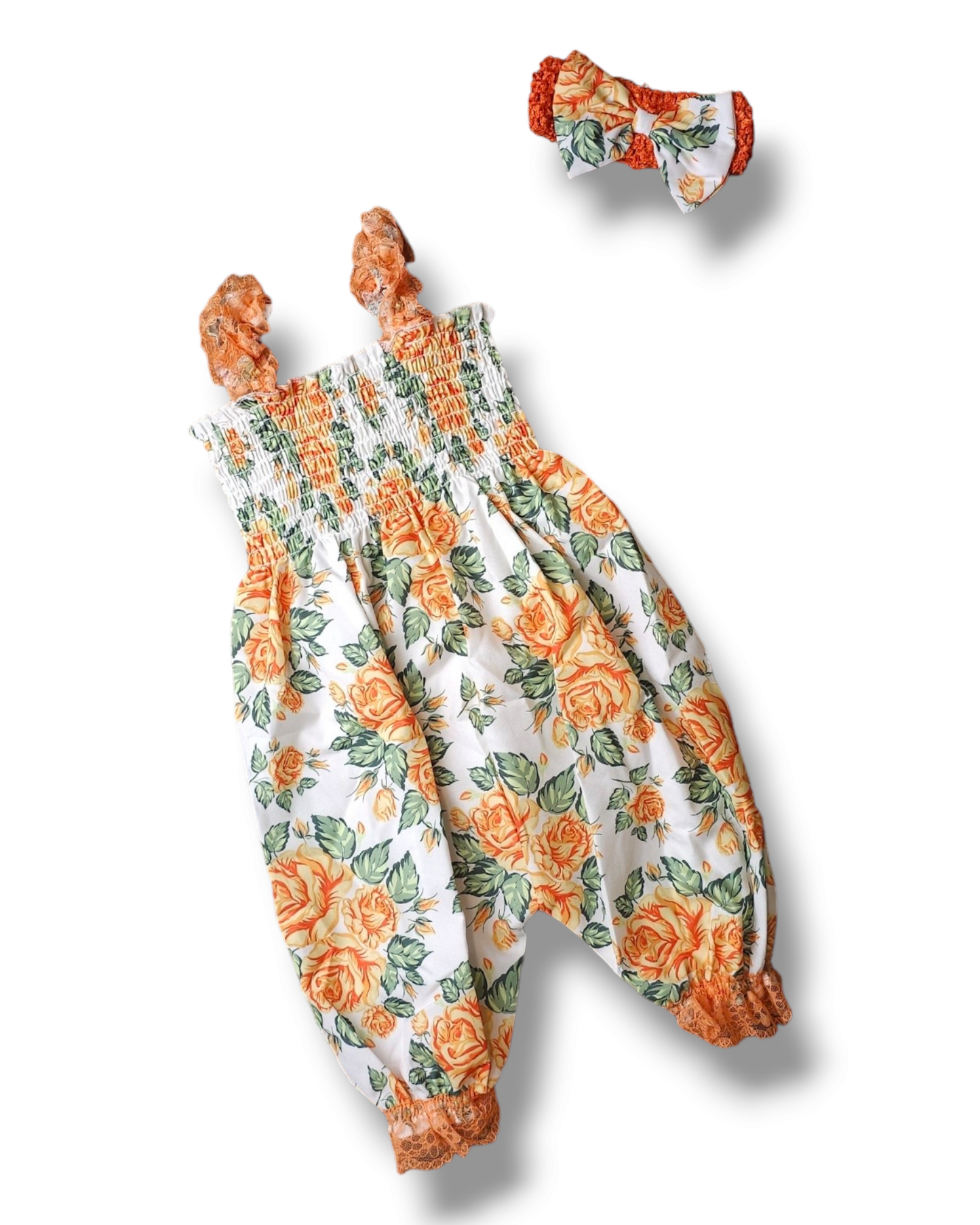 PatPat Floral Romper With Matching Headband 12-18 Months, 18-24 Months