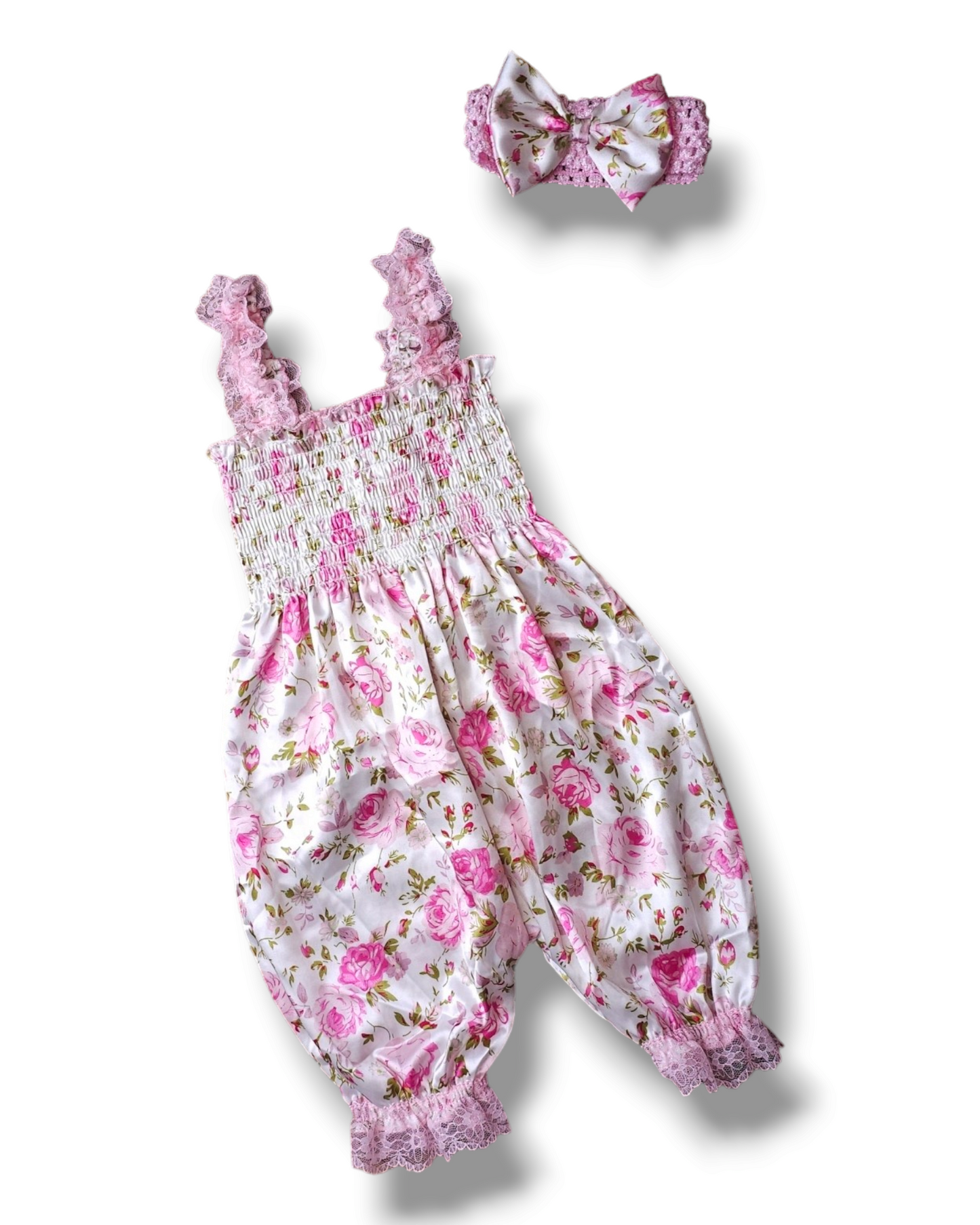 PatPat Floral Romper With Matching Headband 12-18 Months, 18-24 Months