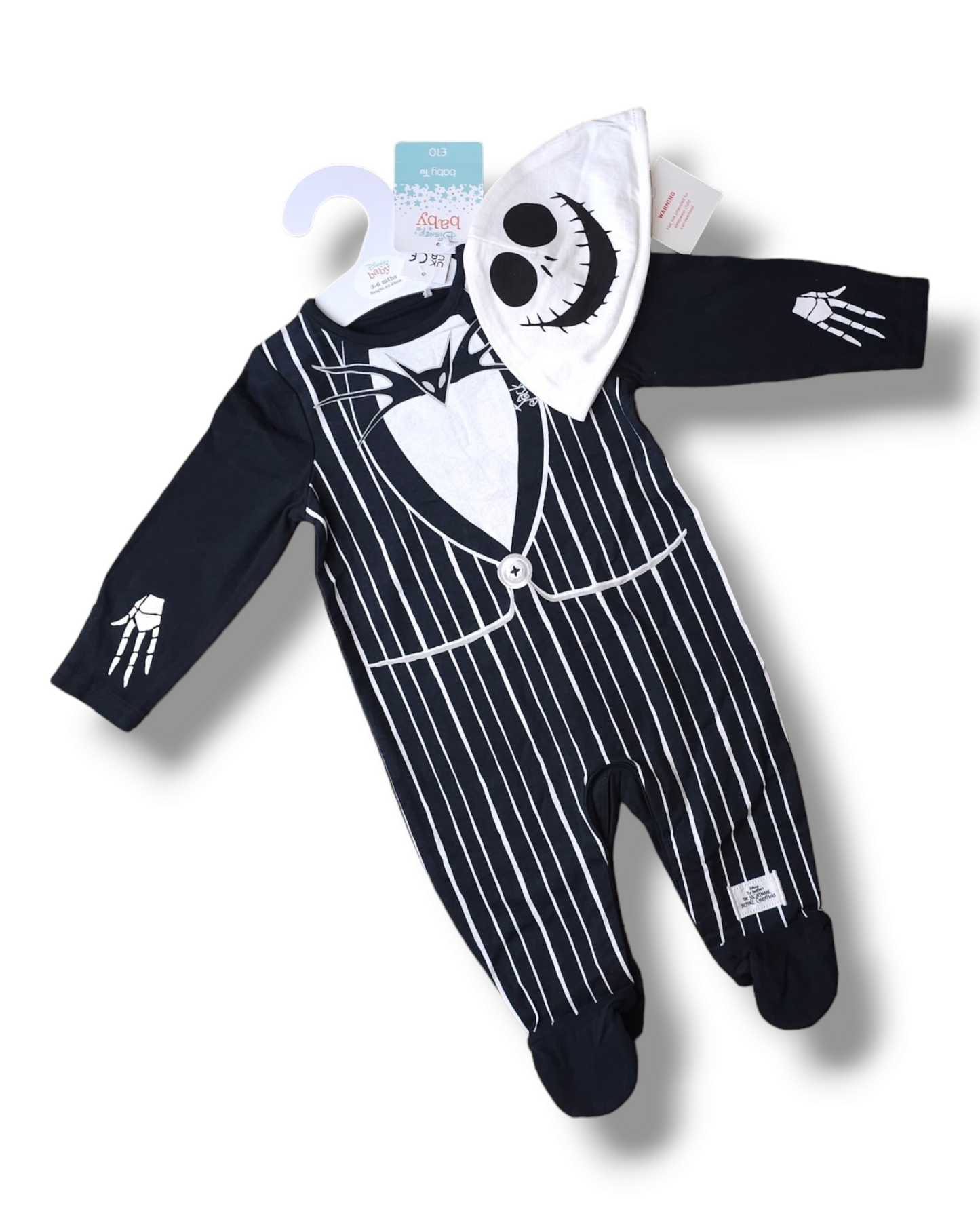 TU Jack Skellington Nightmare Before Christmas Halloween Costume 0-3 Months, 3-6 Months, 6-9 Months