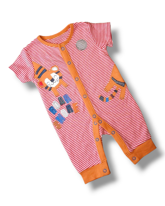 Nutmeg Footless Tiger Romper Sleepsuit 0-3 Months