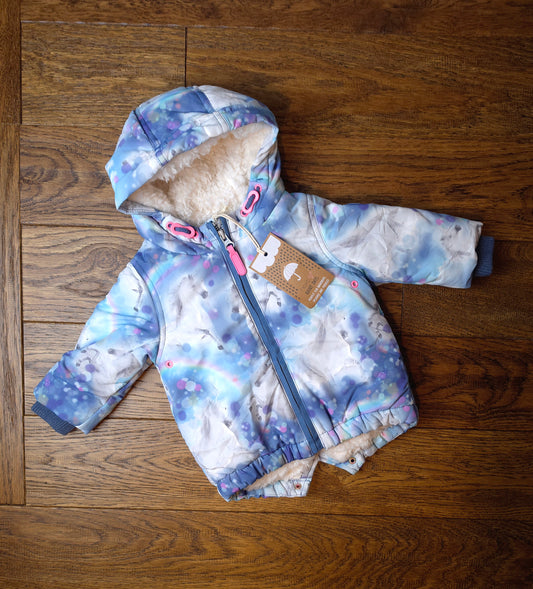 Next Fleece Lined Unicorn Coat 3-6 Months.