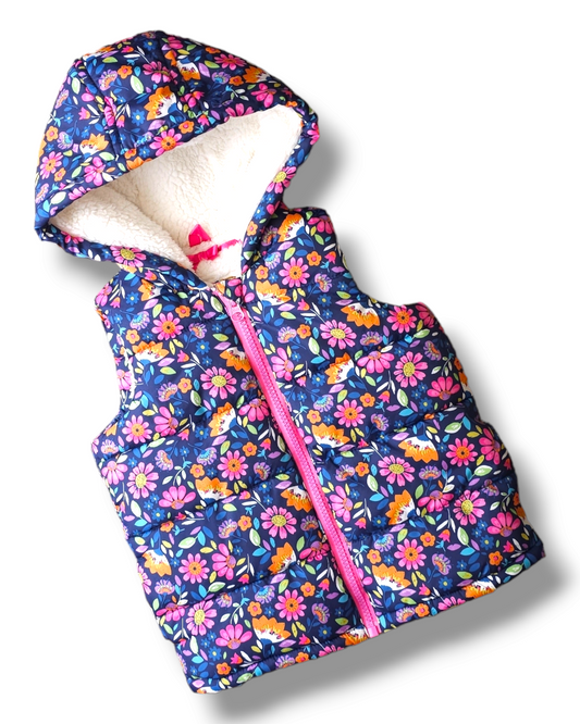 TU Hooded Floral Gilet Bodywarmer 12-18 Months