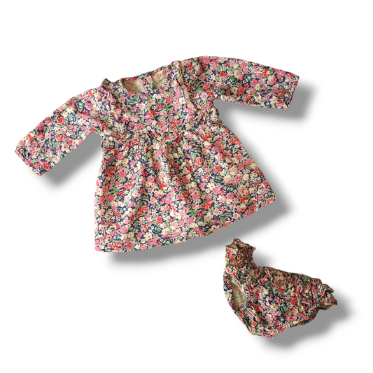 Cath Kidston Floral Dress With Matching Frilly Bloomers 0-3 Months